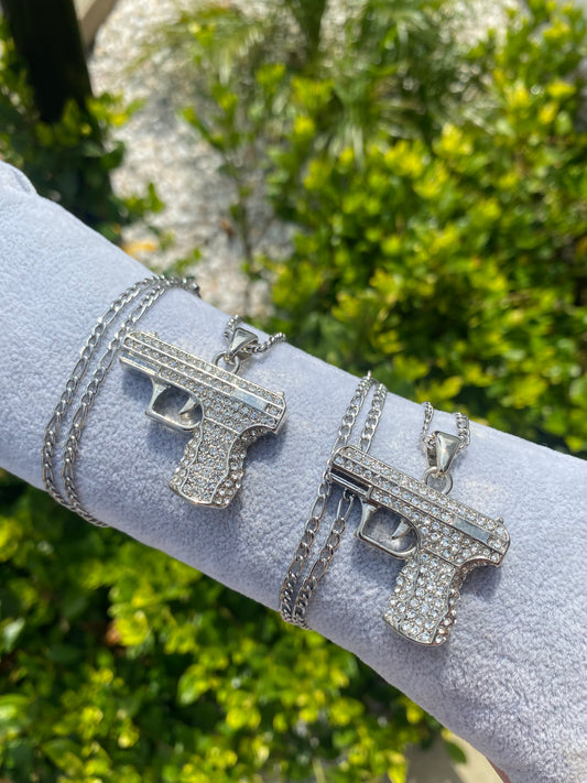 Silver gun necklaces